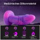 Hismith 8 Inch Curved Giant Silicone Purple Starry Animal Dildo With Suction Cup